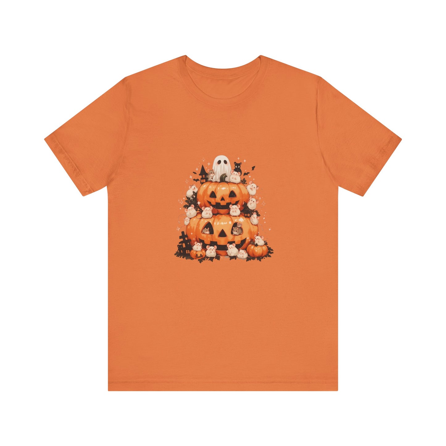 Cute Mice Pumpkin Halloween T Shirt - Funny Ghost and Jack O Lantern Graphic Tee, Spooky Animal Lover Fall Outfit Gift