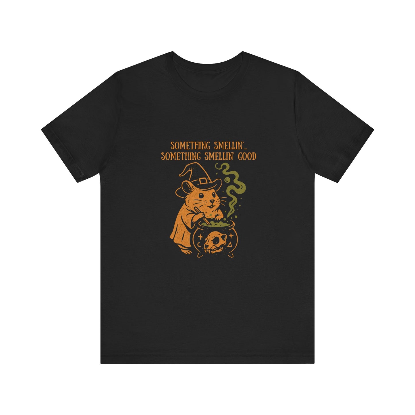 Funny Halloween T Shirt - Something Smelling, Creepy Cute Witch Hamster Tee, Dark Humor Spooky Top, Cauldron Parody Gift, Spooky Season