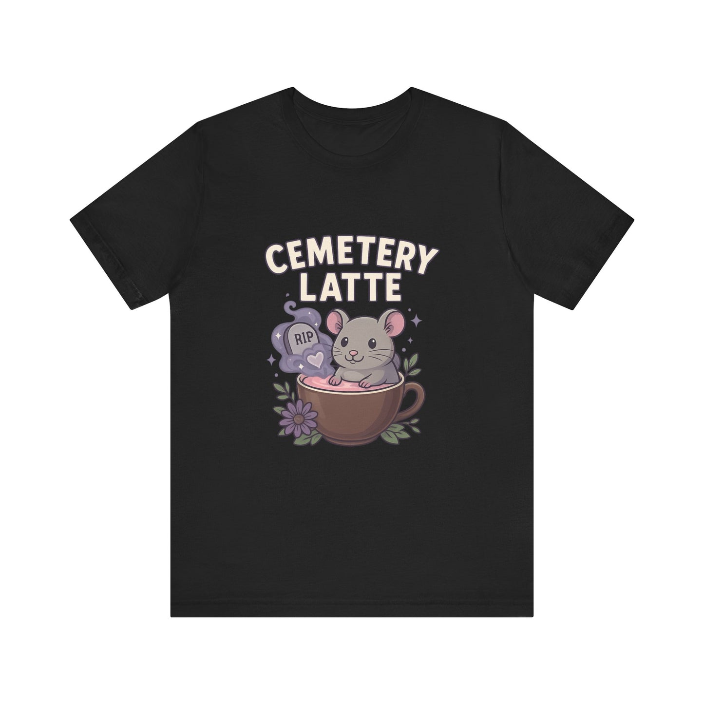 Cemetery Latte Shirt - Cute Coffee Halloween Tee, Creepy Cute Mouse, Graphic Spooky Season Top, Funny Goth Barista Gift, Coffee lovers