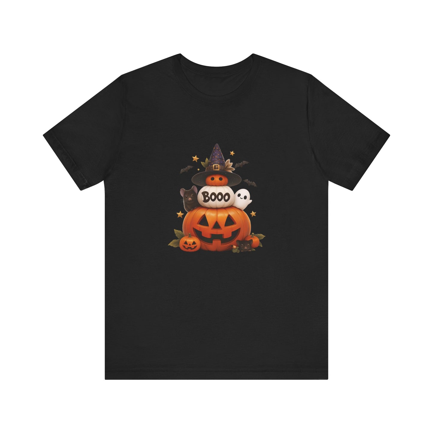 Cute Pumpkin Ghost Shirt - Boo Halloween T-Shirt, Spooky Mice and Witchy Pumpkin Stack Tee, Creepy Cute Fall Top