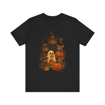 Cute Rat Family Halloween Shirt - Witchy Mice, Pumpkin Design
