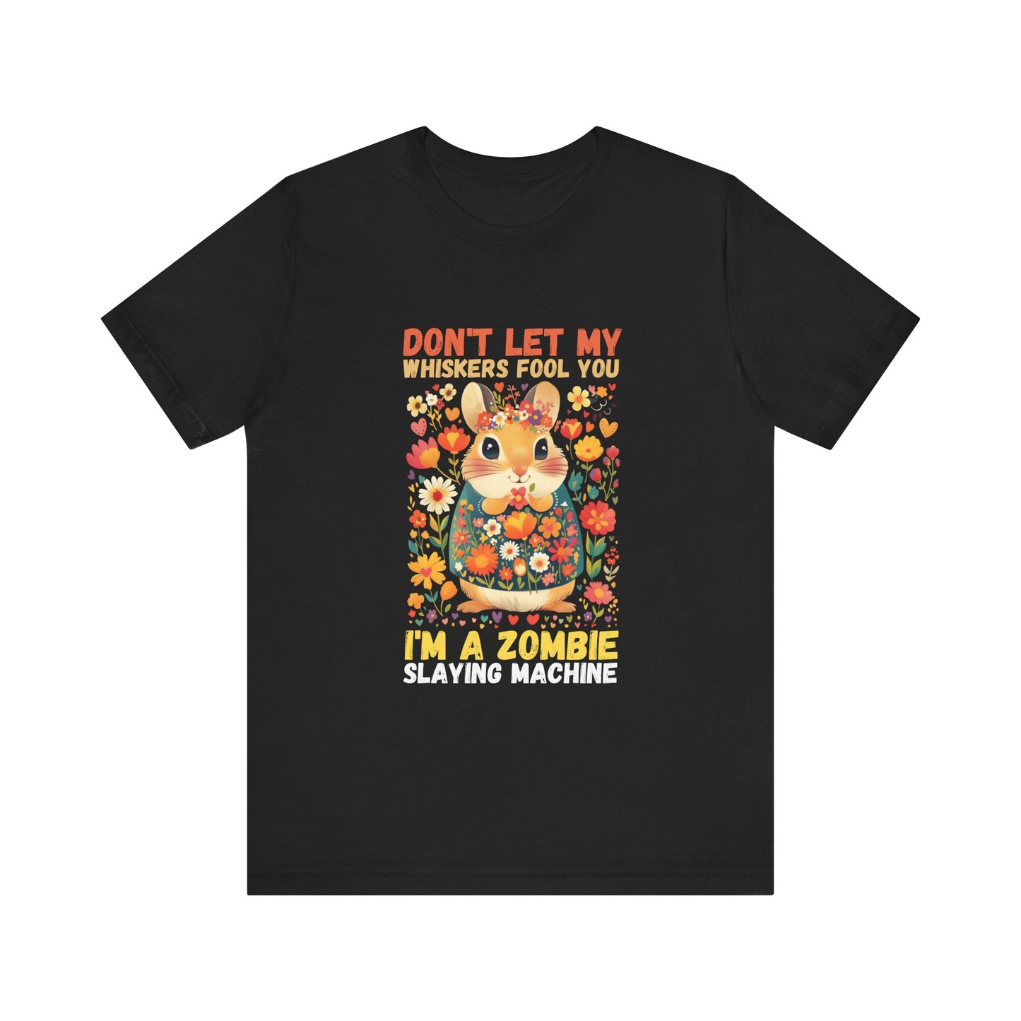 Girly Hamster Zombie Slayer Shirt - Dark Fantasy Gamer Tee, Cute Goth Humor Pet Lover T-Shirt, Floral Aesthetic Rodent Top