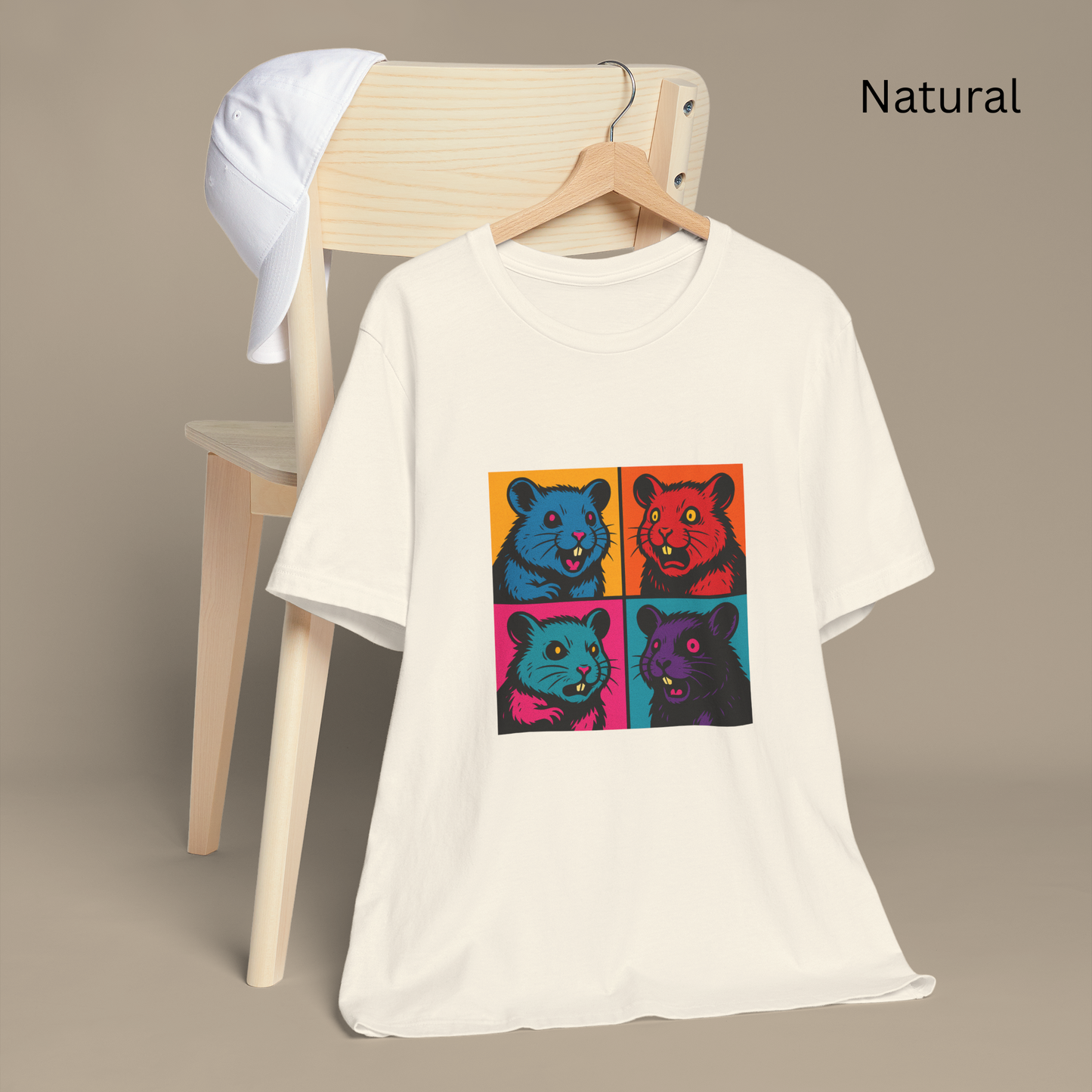 Pop Art Hamster Shirt - Retro Vaporwave T-Shirt, Neon Color Block Graphic Tee, Funny Animal Lovers Top, 80s Aesthetic Streetwear Gift