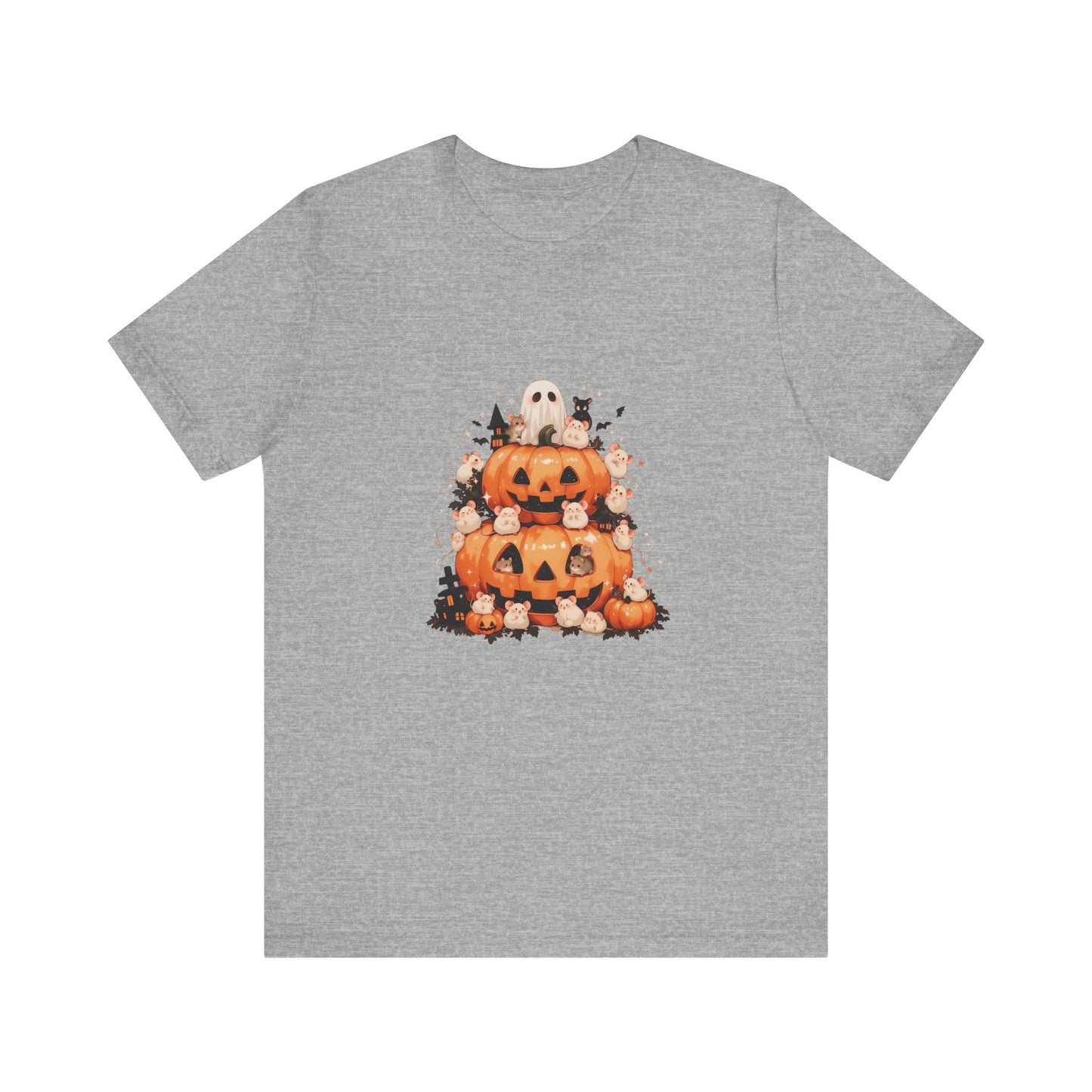 Cute Mice Pumpkin Halloween T Shirt - Funny Ghost and Jack O Lantern Graphic Tee, Spooky Animal Lover Fall Outfit Gift