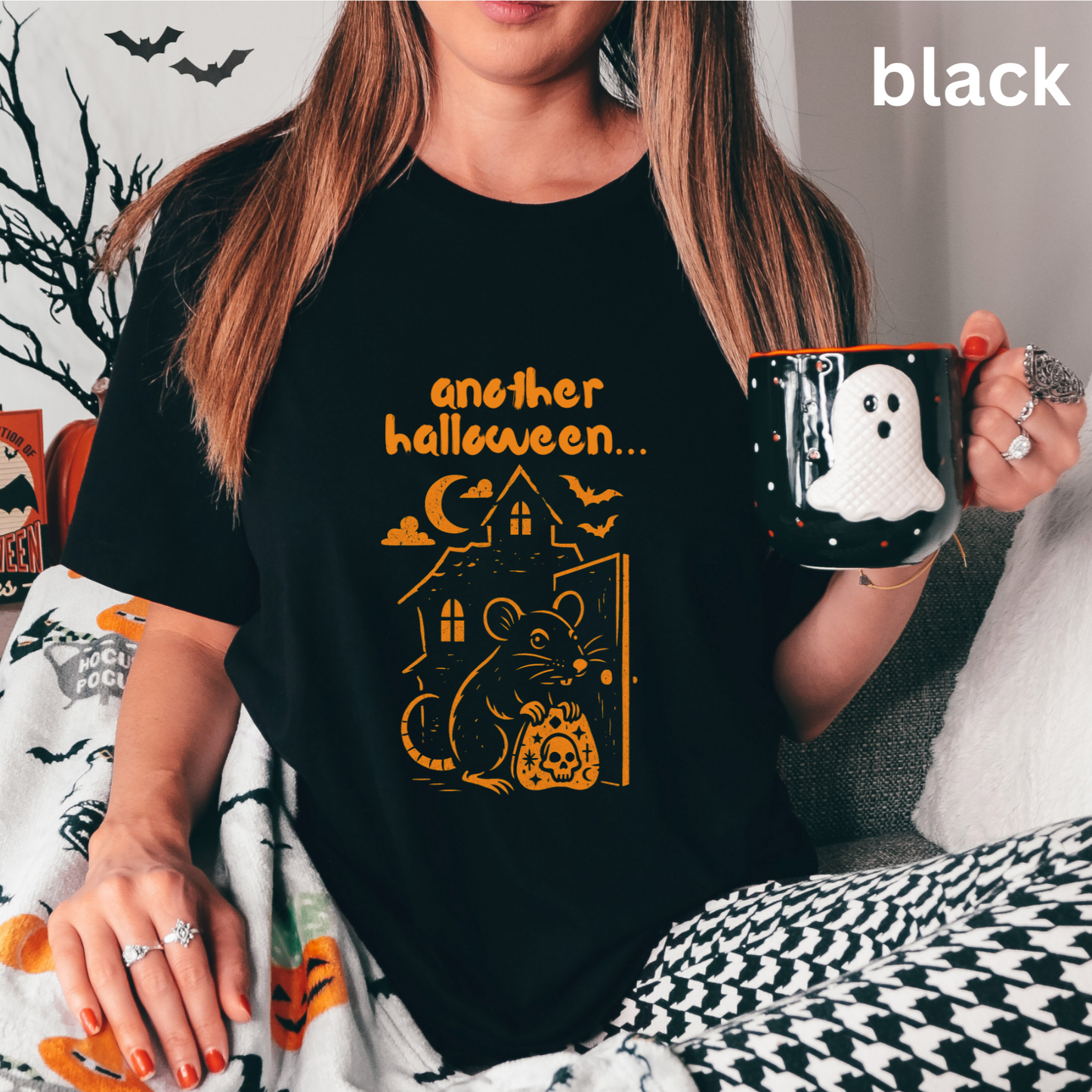 Another Halloween Funny Shirt - Spooky Haunted House, Cute Rat Graphic, Animal Lovers, Retro Design,