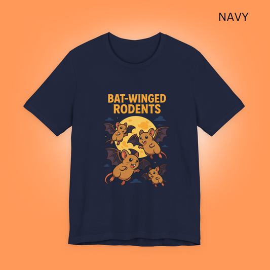 Bat Winged Rodents T-Shirt, Funny Cute Mice, Goth Tee, Halloween Shirt, Spooky Top, Vampire Bats Unisex Jersey Short Sleeve Tee