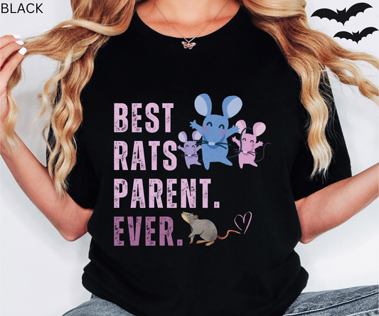 Rat Lover T-Shirt - Best Rats Parent Ever Graphic Tee, Cute Pet Rat Owner Shirt, Gift for Rat Moms, Dads & Rodent Fans