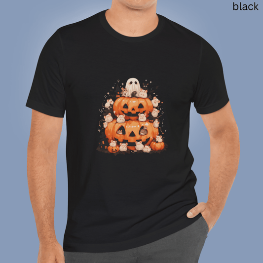 Cute Mice Pumpkin Halloween T Shirt - Funny Ghost and Jack O Lantern Graphic Tee, Spooky Animal Lover Fall Outfit Gift