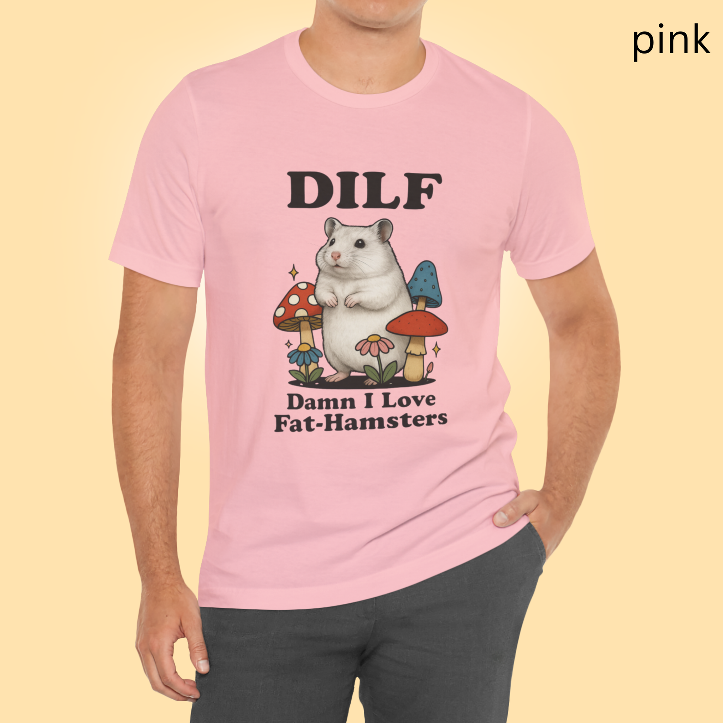 Funny Hamster Shirt - DILF Damn I Love Fat Hamsters Tee, Cute Chubby Hamster Graphic T Shirt for Pet Lovers, Small Pet Owners, Geeky Gift