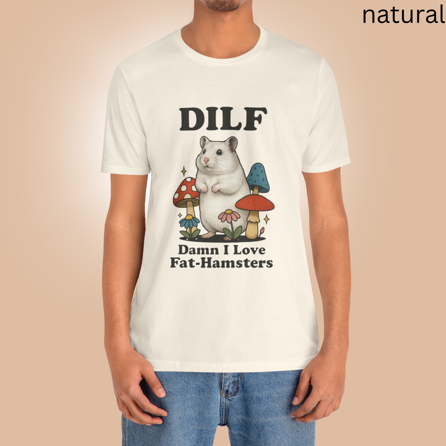 Funny Hamster Shirt - DILF Damn I Love Fat Hamsters Tee, Cute Chubby Hamster Graphic T Shirt for Pet Lovers, Small Pet Owners, Geeky Gift