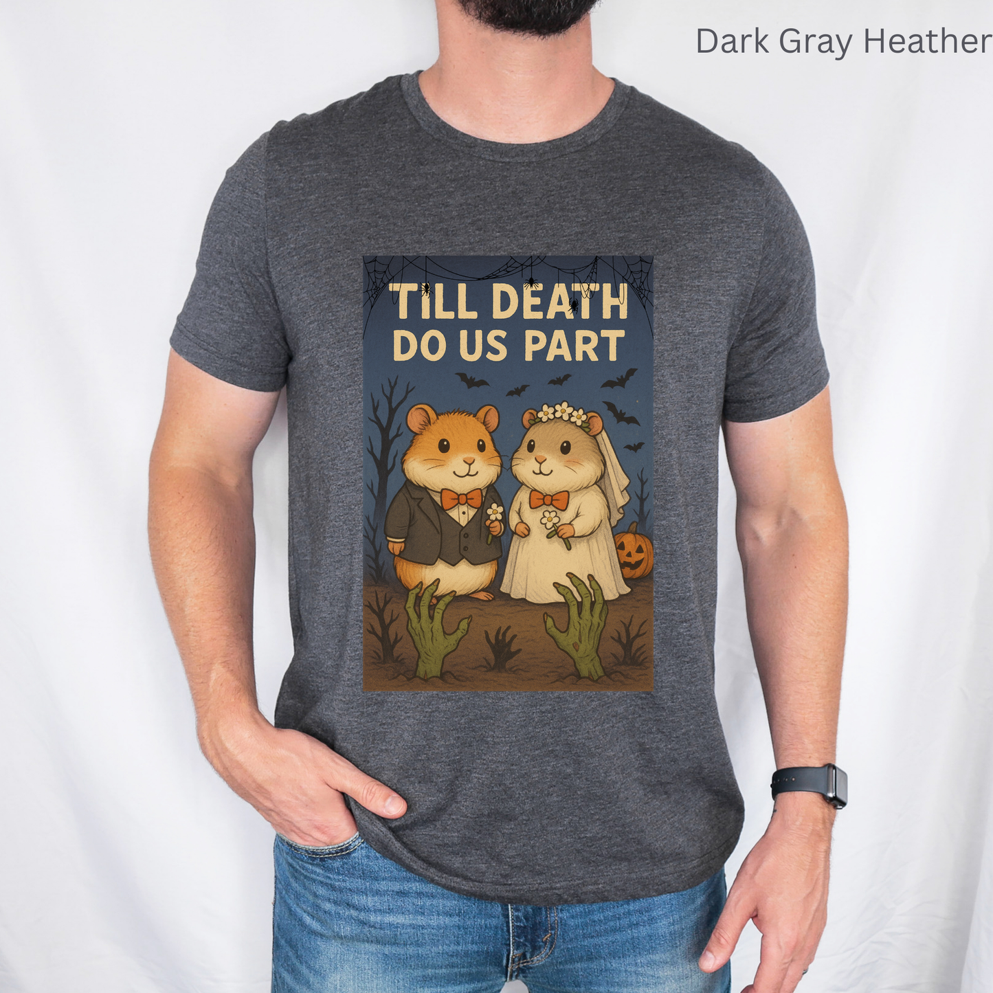 Creepy Wedding Halloween Couple Tee, Cute Wedding Gift Shirt, Funny Pet Lovers T-Shirt, Spooky Season Apparel, Unisex Graphic Tee
