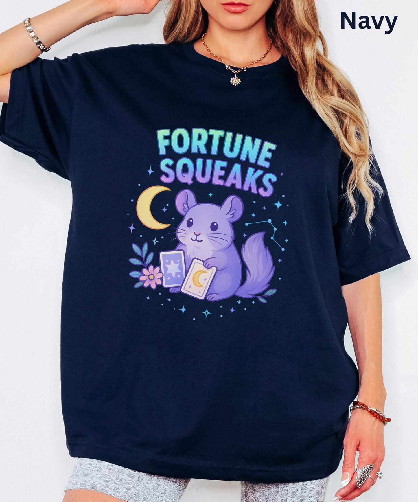Cute Tarot Chinchilla Shirt - Fortune Squeaks, Card T-Shirt Astrology, Moon Star Tee, Mystical Animal Lovers, Graphic Witchy Aesthetic Gift