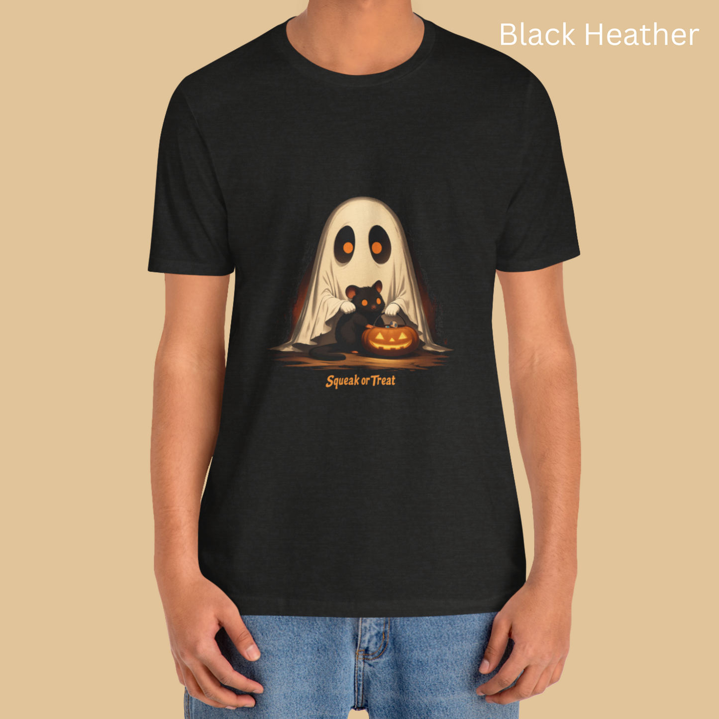 Cute Ghost Mouse Halloween Shirt - Squeak or Treat Spooky T-Shirt for Fall Trick-or-Treating, gift for animal lovers, halloween party