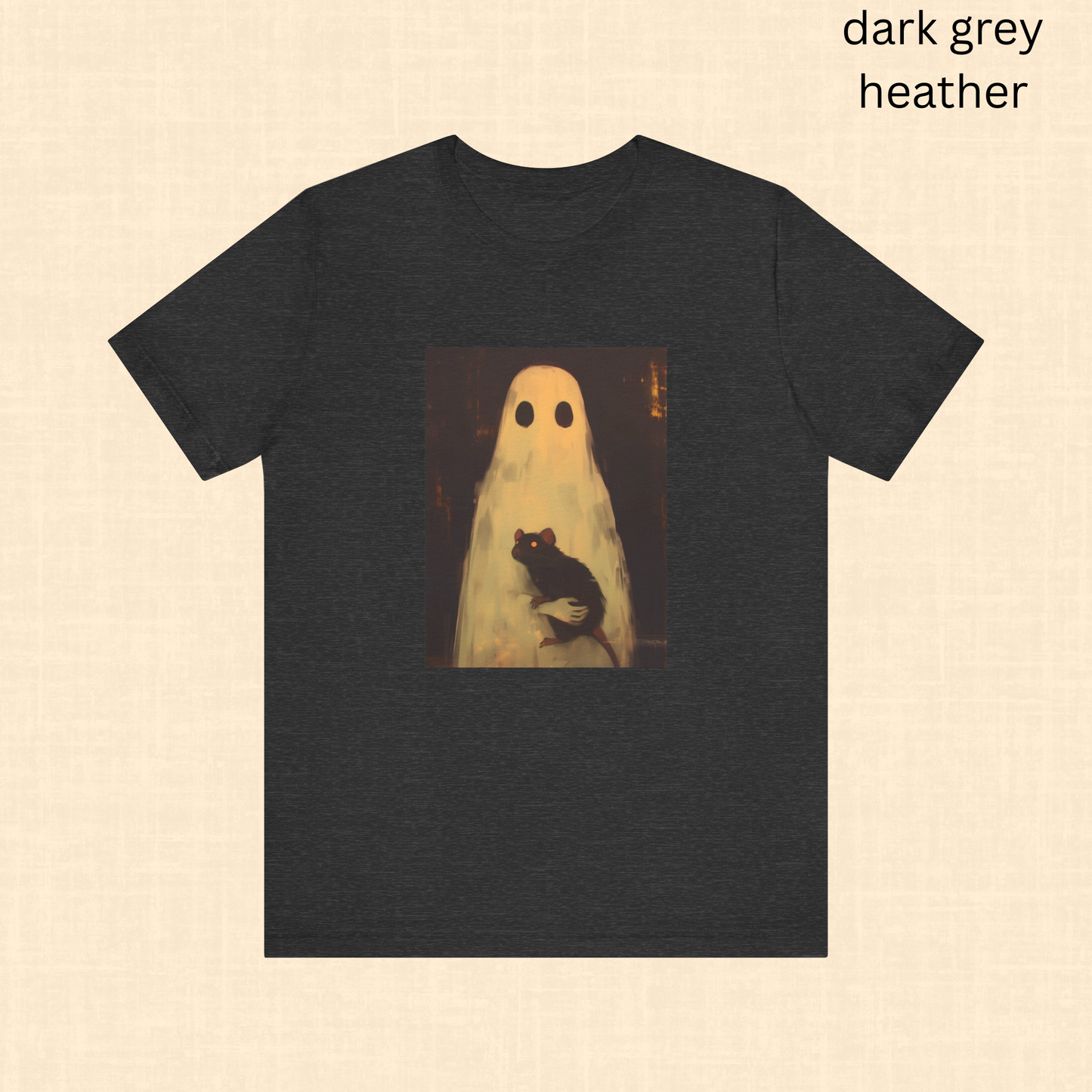 Ghost Holding Rat Shirt - Gothic Horror, Creepy Cute Halloween Graphic Tee, Spooky Season Top, Haunted Vibes Gift for Horror Fans