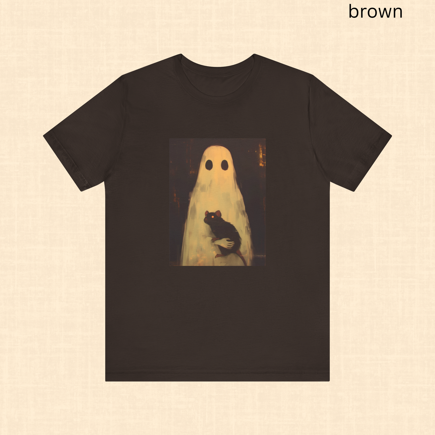 Ghost Holding Rat Shirt - Gothic Horror, Creepy Cute Halloween Graphic Tee, Spooky Season Top, Haunted Vibes Gift for Horror Fans