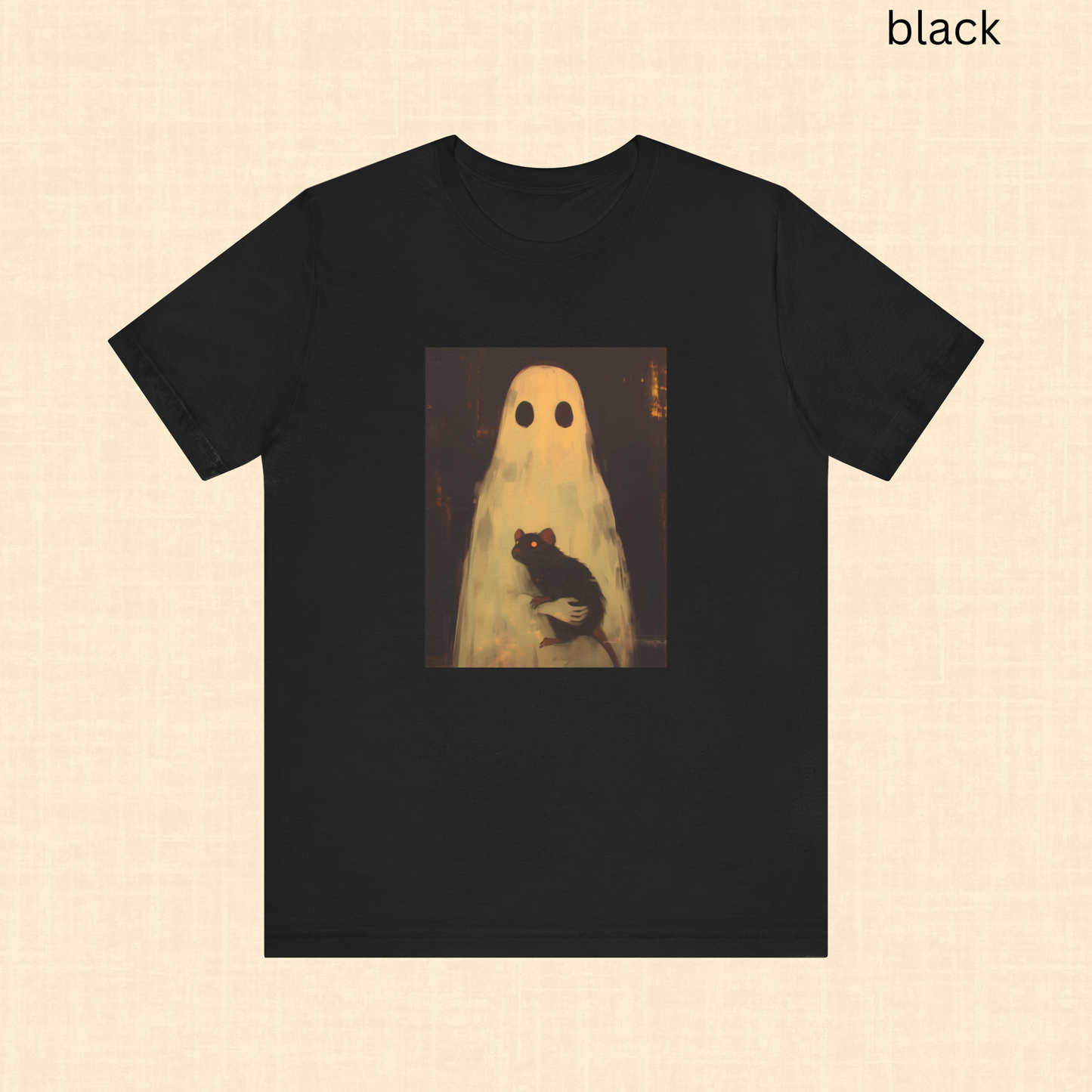 Ghost Holding Rat Shirt - Gothic Horror, Creepy Cute Halloween Graphic Tee, Spooky Season Top, Haunted Vibes Gift for Horror Fans