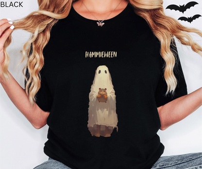 Dark academy Hamster Halloween T Shirt - Cute Ghost Holding a Hamster
