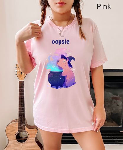 Oopsie Capybara Witch - Funny Halloween Cauldron T-Shirt