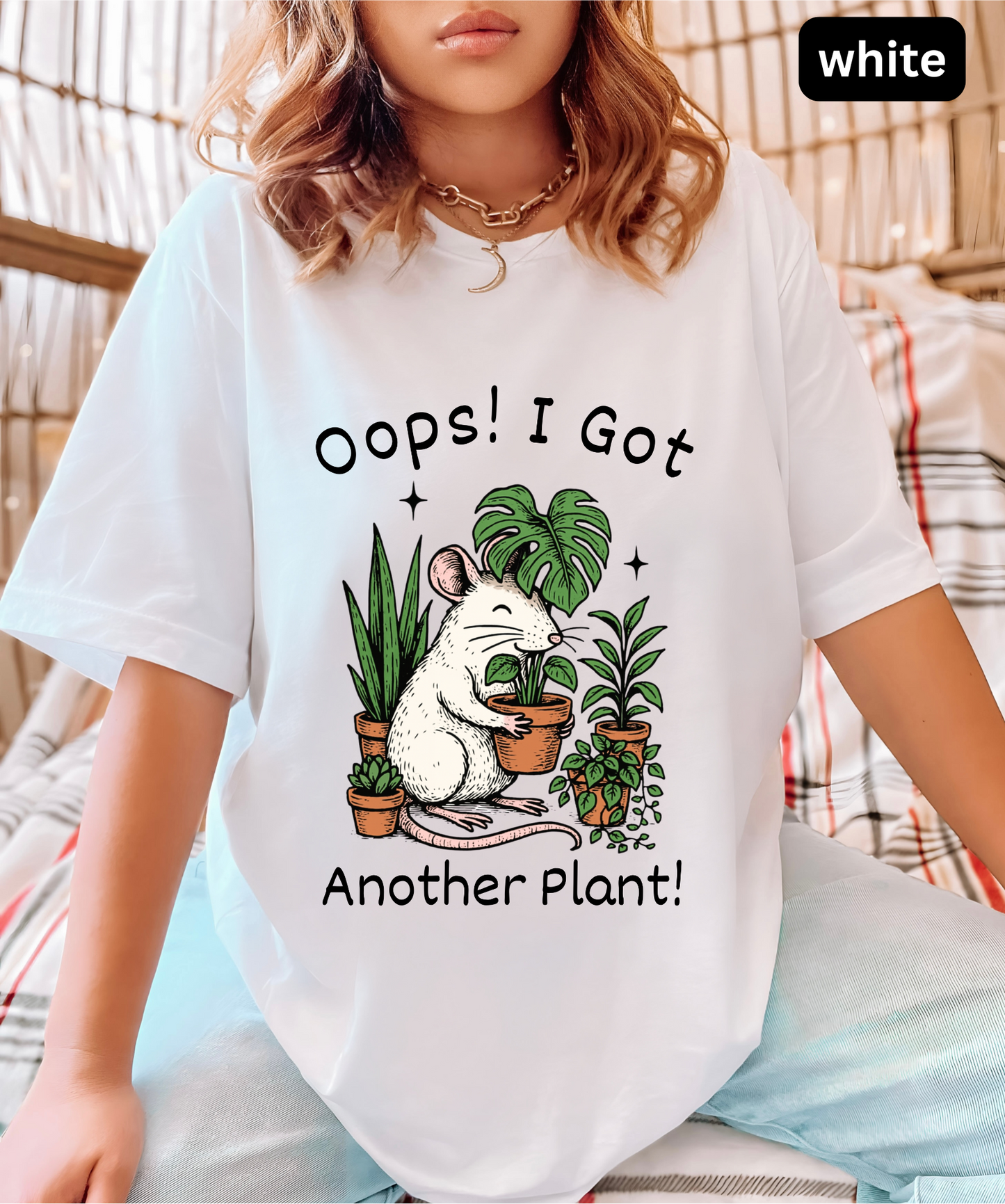 Plant Lover Shirt - Oops I Got Another Plant T-Shirt, Funny Gardening Tee, Cute Rat Graphic Top, Houseplant Parent, Gift for Plant Moms