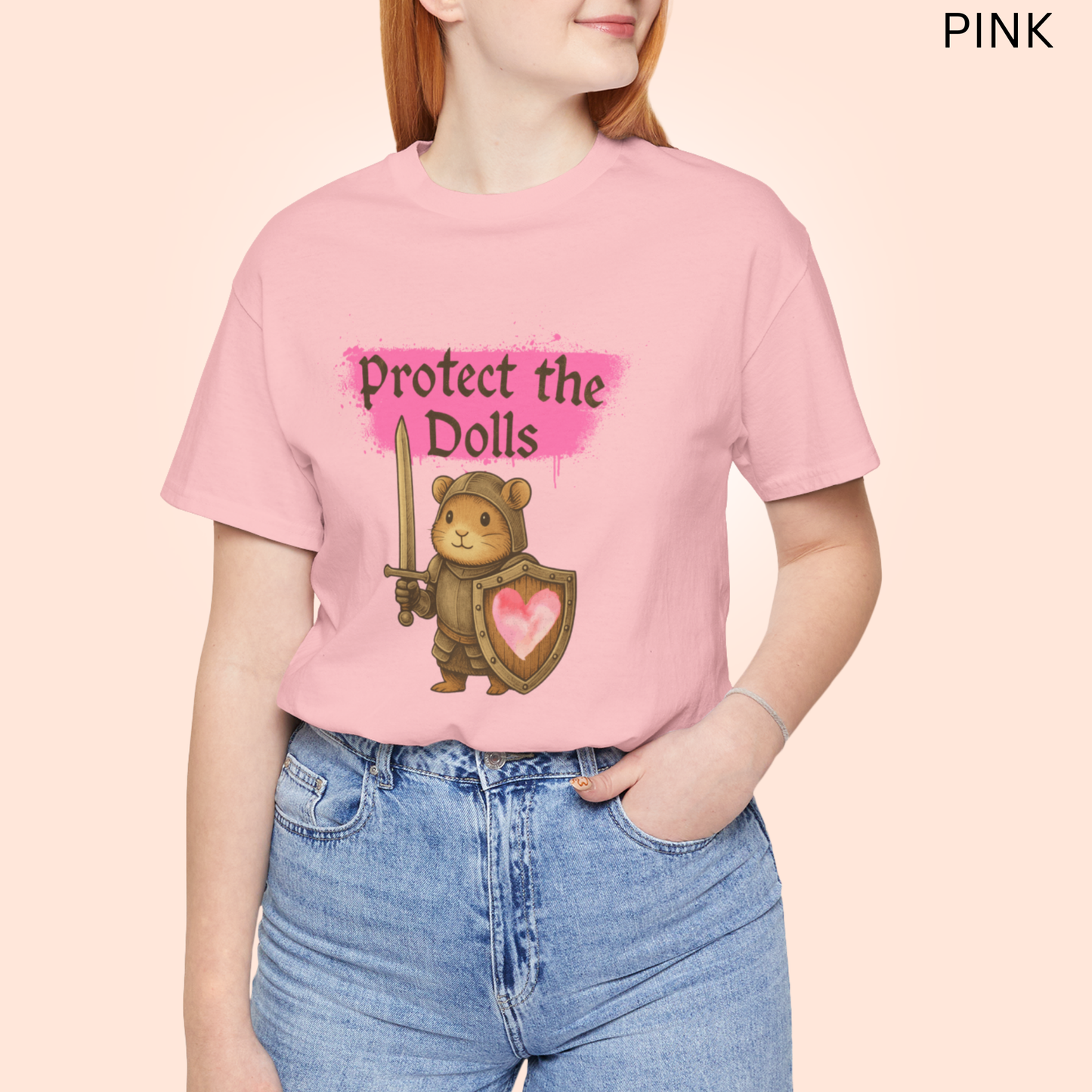 Funny Hamster T-Shirt - Cute Knight Graphic Tee, Protect the Dolls, Fantasy Rodent Shirt for Animal Lovers & Quirky Gift