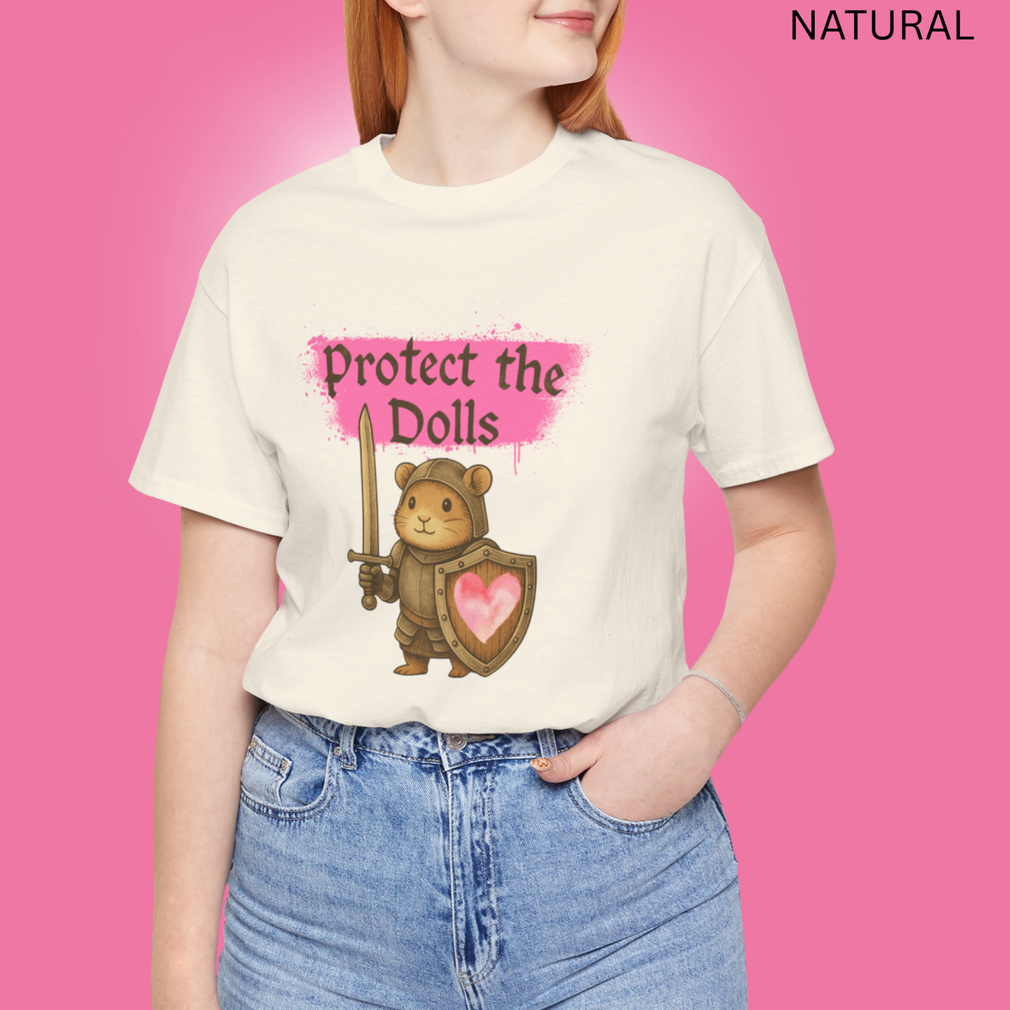 Funny Hamster T-Shirt - Cute Knight Graphic Tee, Protect the Dolls, Fantasy Rodent Shirt for Animal Lovers & Quirky Gift
