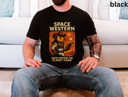 Space Western Cowboy Mouse Astronaut - Geeky Retro Graphic Tee