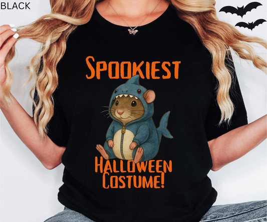Spookiest Halloween Costume Shirt - Cute Rat in Shark Outfit T-Shirt, Funny Animal Lovers Tee, Creepy Cute Halloween Top, Spooky Gift