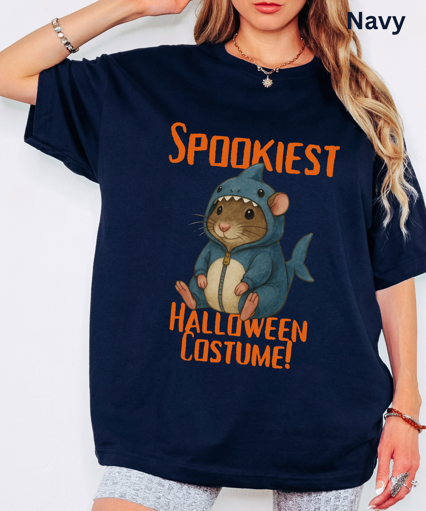 Spookiest Halloween Costume Shirt - Cute Rat in Shark Outfit T-Shirt, Funny Animal Lovers Tee, Creepy Cute Halloween Top, Spooky Gift