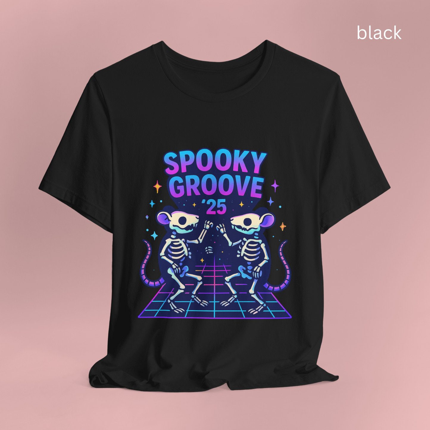 Retro Skeleton Mice Shirt - Neon Halloween Dance Party T-Shirt, Spooky Vaporwave Graphic Tee, Creepy Cute 80s Aesthetic Top, Dance PartyTtee