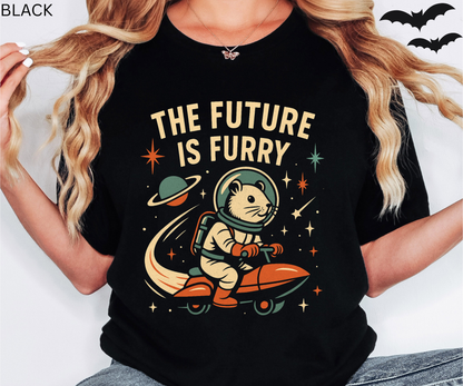 The Future Is Furry - Funny Space Retro Sci-Fi Graphic Tee