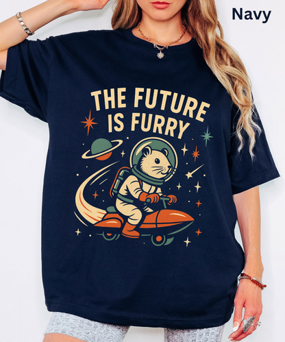 The Future Is Furry - Funny Space Retro Sci-Fi Graphic Tee