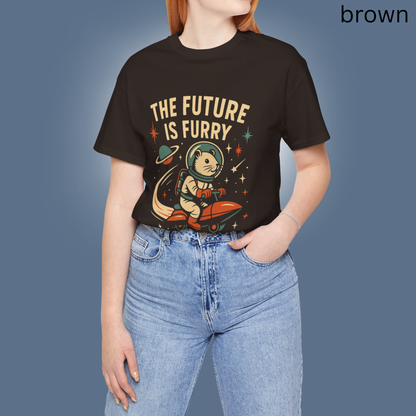 The Future Is Furry - Funny Space Retro Sci-Fi Graphic Tee