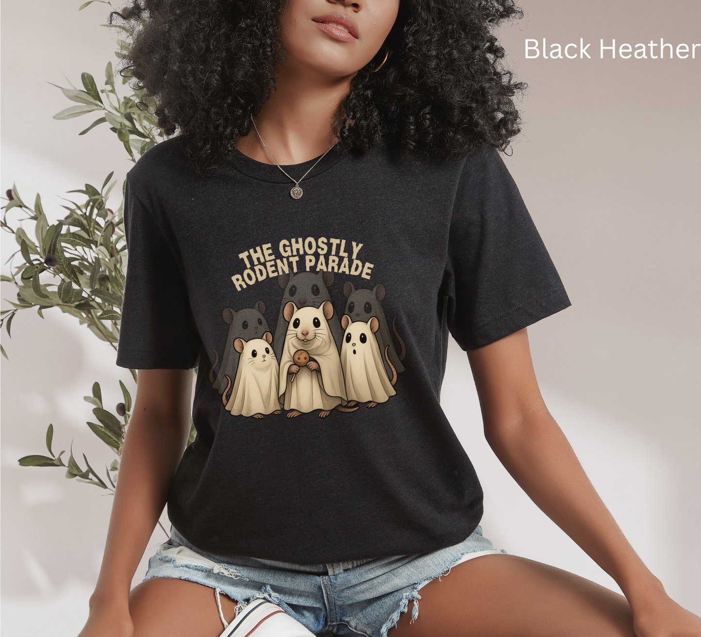 Ghostly Hamster Unisex Tee Shirt, Cute Small Animal Lover Gift, Cozy Tee for Kids and Adults, Halloween Shirt, Spooky Critter, retro horror