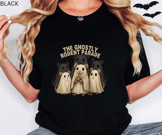Ghostly Hamster Unisex Tee Shirt, Cute Small Animal Lover Gift, Cozy Tee for Kids and Adults, Halloween Shirt, Spooky Critter, retro horror