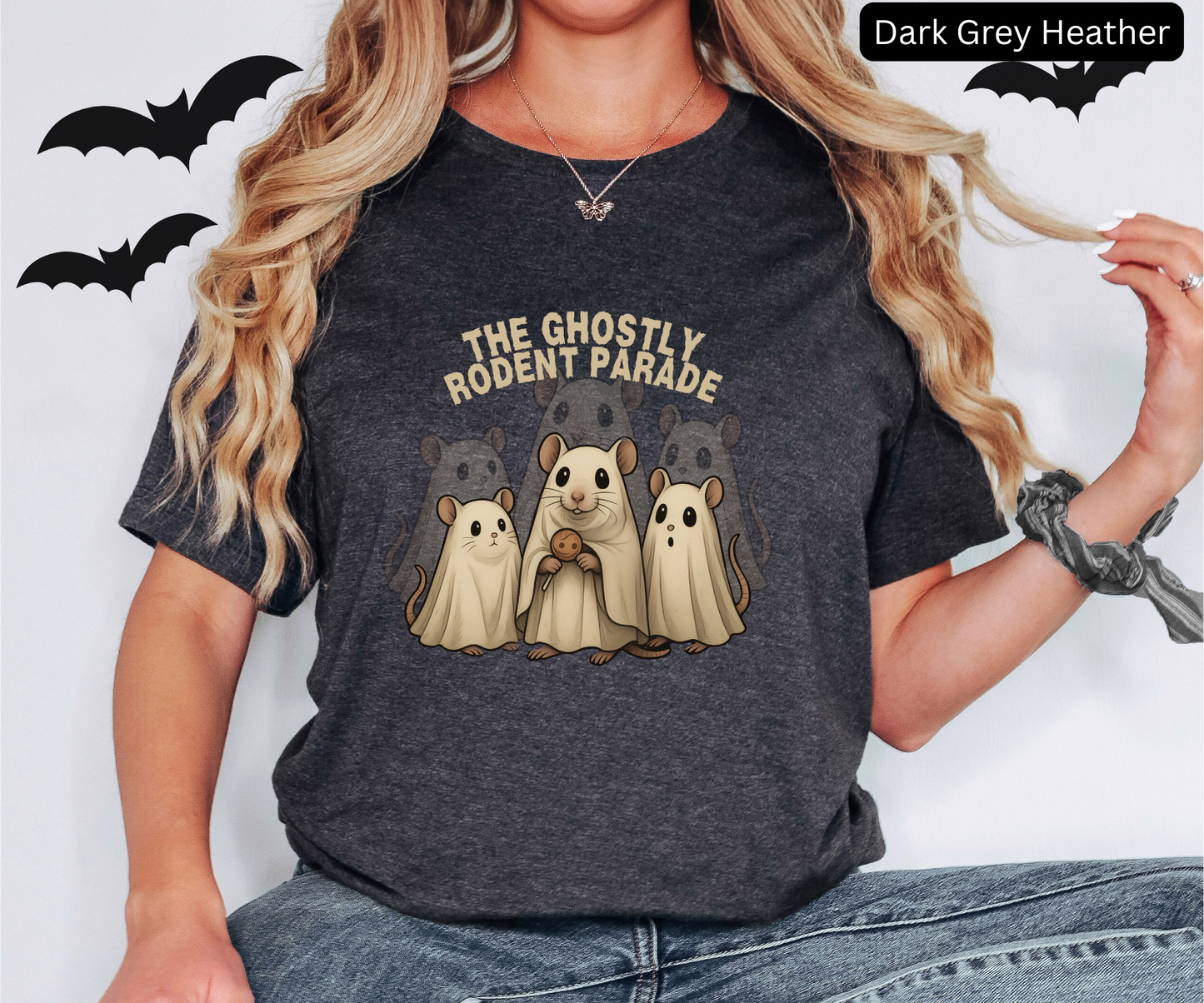 Ghostly Hamster Unisex Tee Shirt, Cute Small Animal Lover Gift, Cozy Tee for Kids and Adults, Halloween Shirt, Spooky Critter, retro horror