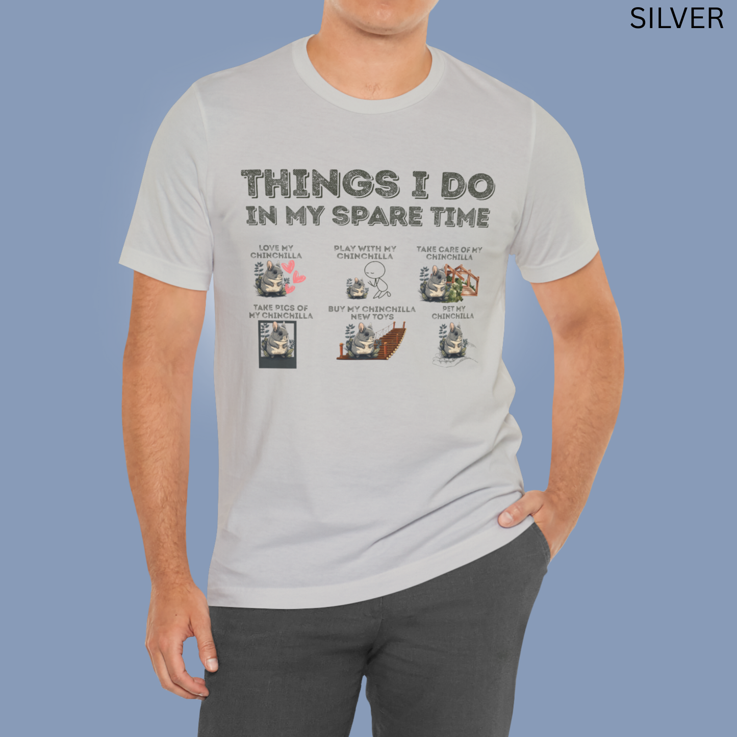Cartoon Chinchilla T-Shirt - Things I Do in My Spare Time Graphic Tee, Cute Pet Owner Shirt, for Rodent Lovers & Animal Gifts