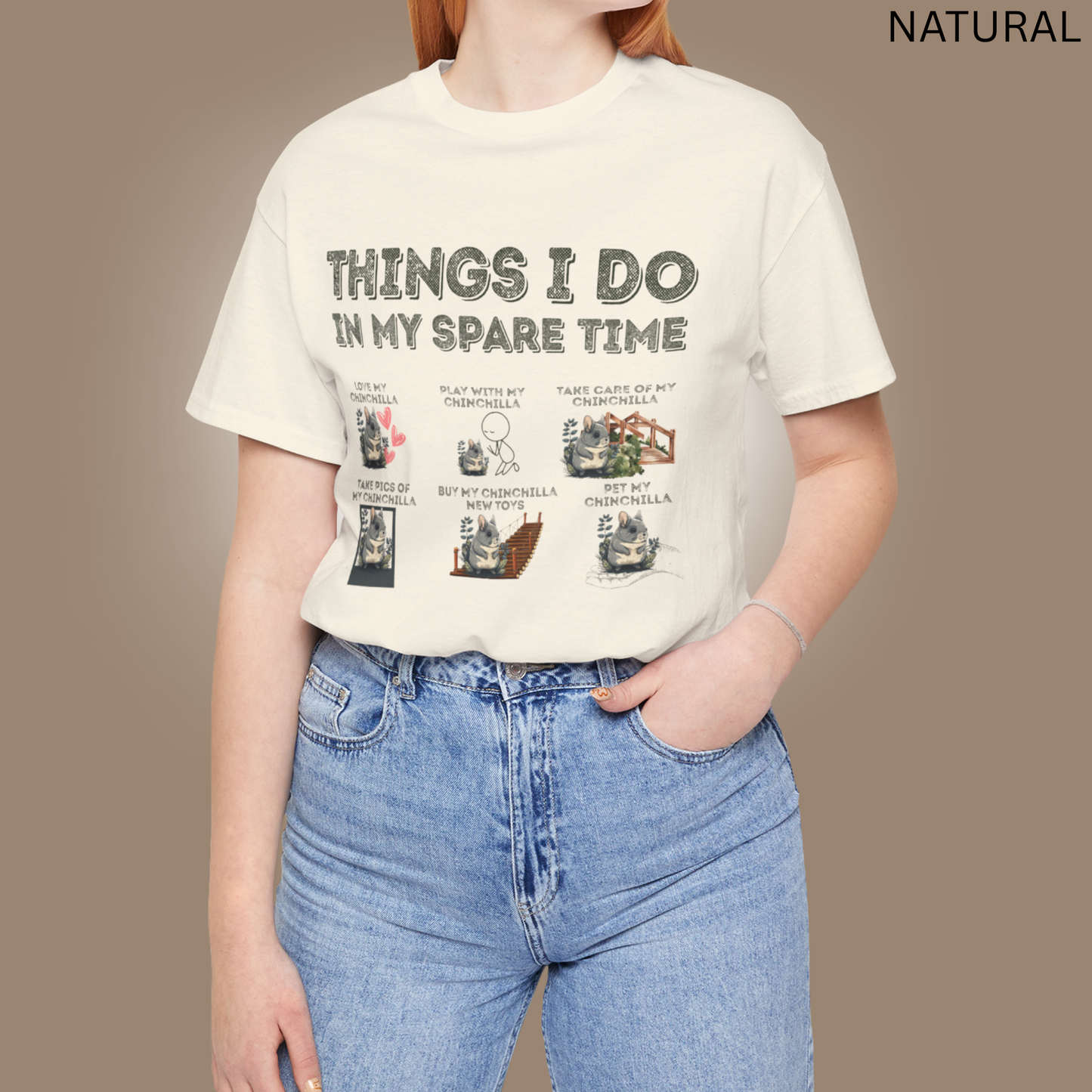Cartoon Chinchilla T-Shirt - Things I Do in My Spare Time Graphic Tee, Cute Pet Owner Shirt, for Rodent Lovers & Animal Gifts