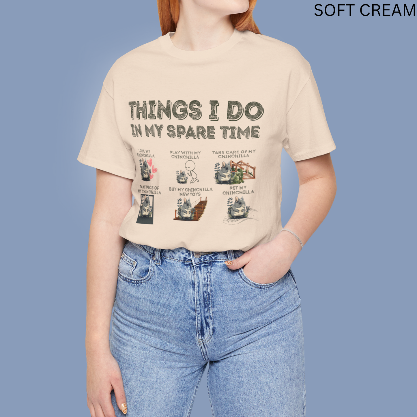 Cartoon Chinchilla T-Shirt - Things I Do in My Spare Time Graphic Tee, Cute Pet Owner Shirt, for Rodent Lovers & Animal Gifts