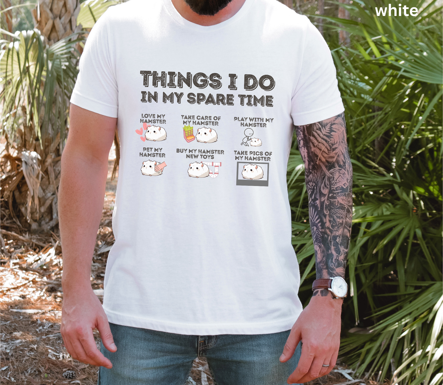 Hamster Lover T-Shirt - Things I Do in My Spare Time, Graphic Tee Cute Pet Hamster Owner Shirt, Gift for Rodent Lovers