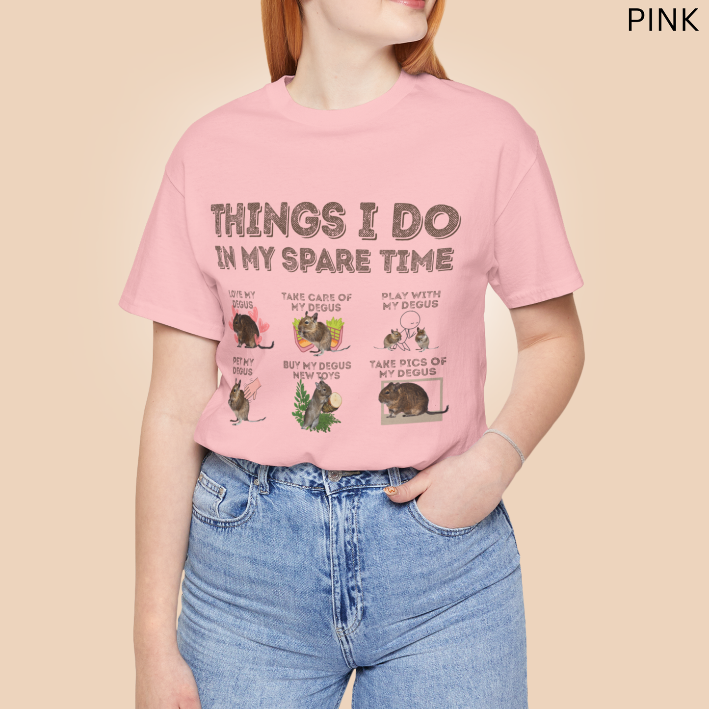 Degu T-Shirt | Things - Do in My Spare Time Graphic Tee, Cute Pet Degu Owner Shirt, for Rodent Lovers & Exotic Animal Owners