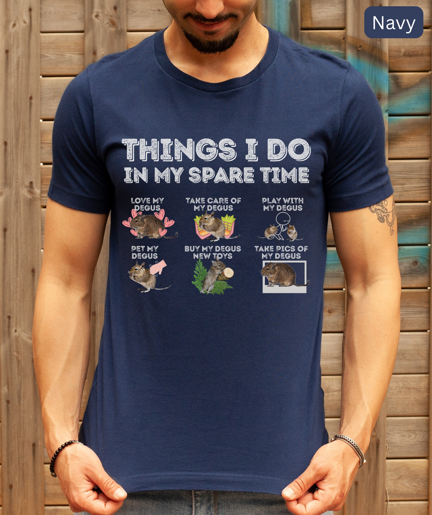 Degu T-Shirt | Things - Do in My Spare Time Graphic Tee, Cute Pet Degu Owner Shirt, for Rodent Lovers & Exotic Animal Owners