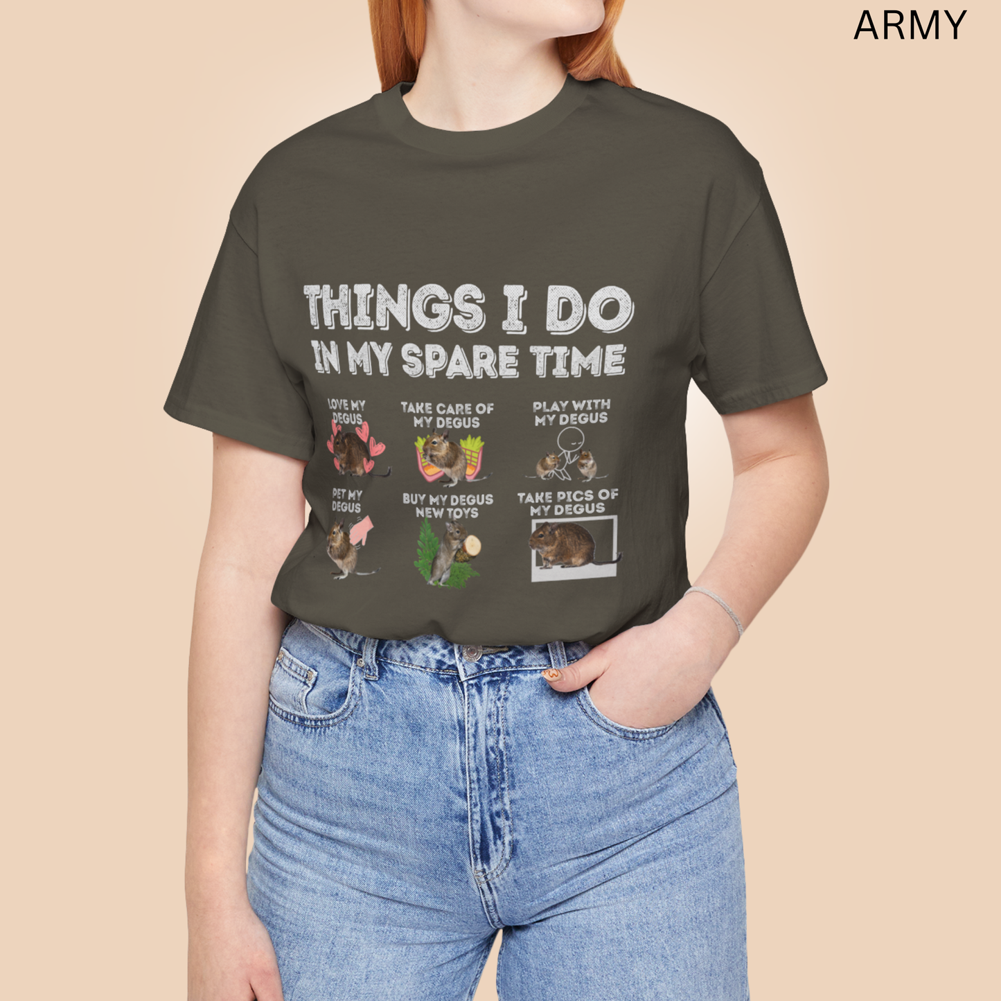 Degu T-Shirt | Things - Do in My Spare Time Graphic Tee, Cute Pet Degu Owner Shirt, for Rodent Lovers & Exotic Animal Owners