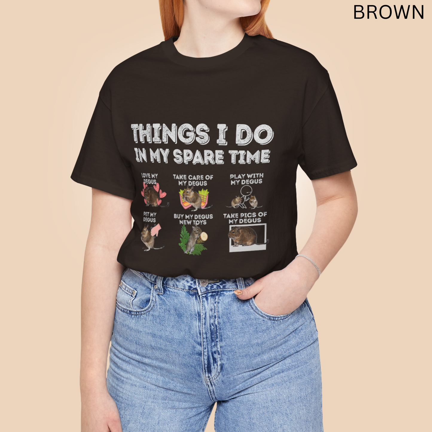 Degu T-Shirt | Things - Do in My Spare Time Graphic Tee, Cute Pet Degu Owner Shirt, for Rodent Lovers & Exotic Animal Owners