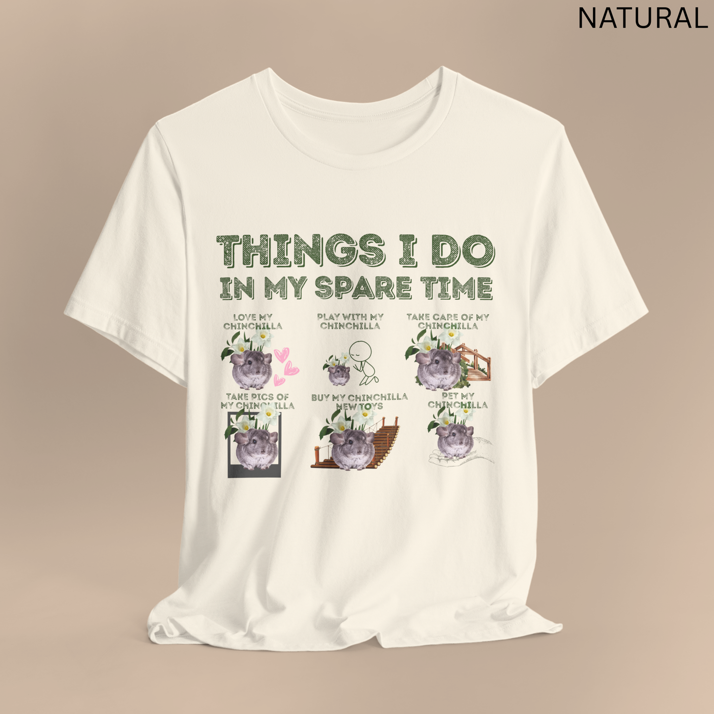 Chinchilla T-Shirt - Things I Do in My Spare Time Graphic Tee, Cute Pet Chinchilla Owner Shirt, Gift for Rodent Lovers
