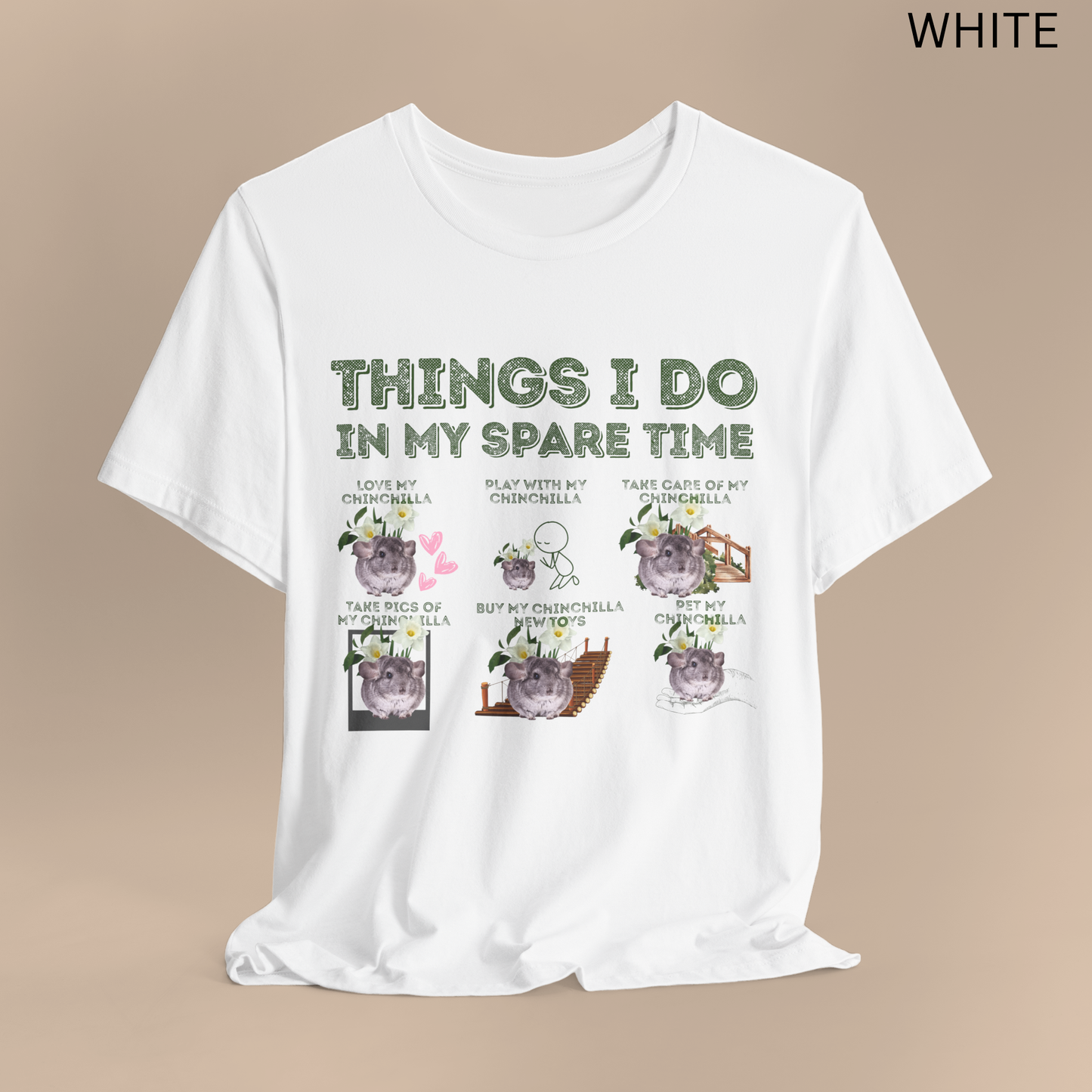 Chinchilla T-Shirt - Things I Do in My Spare Time Graphic Tee, Cute Pet Chinchilla Owner Shirt, Gift for Rodent Lovers