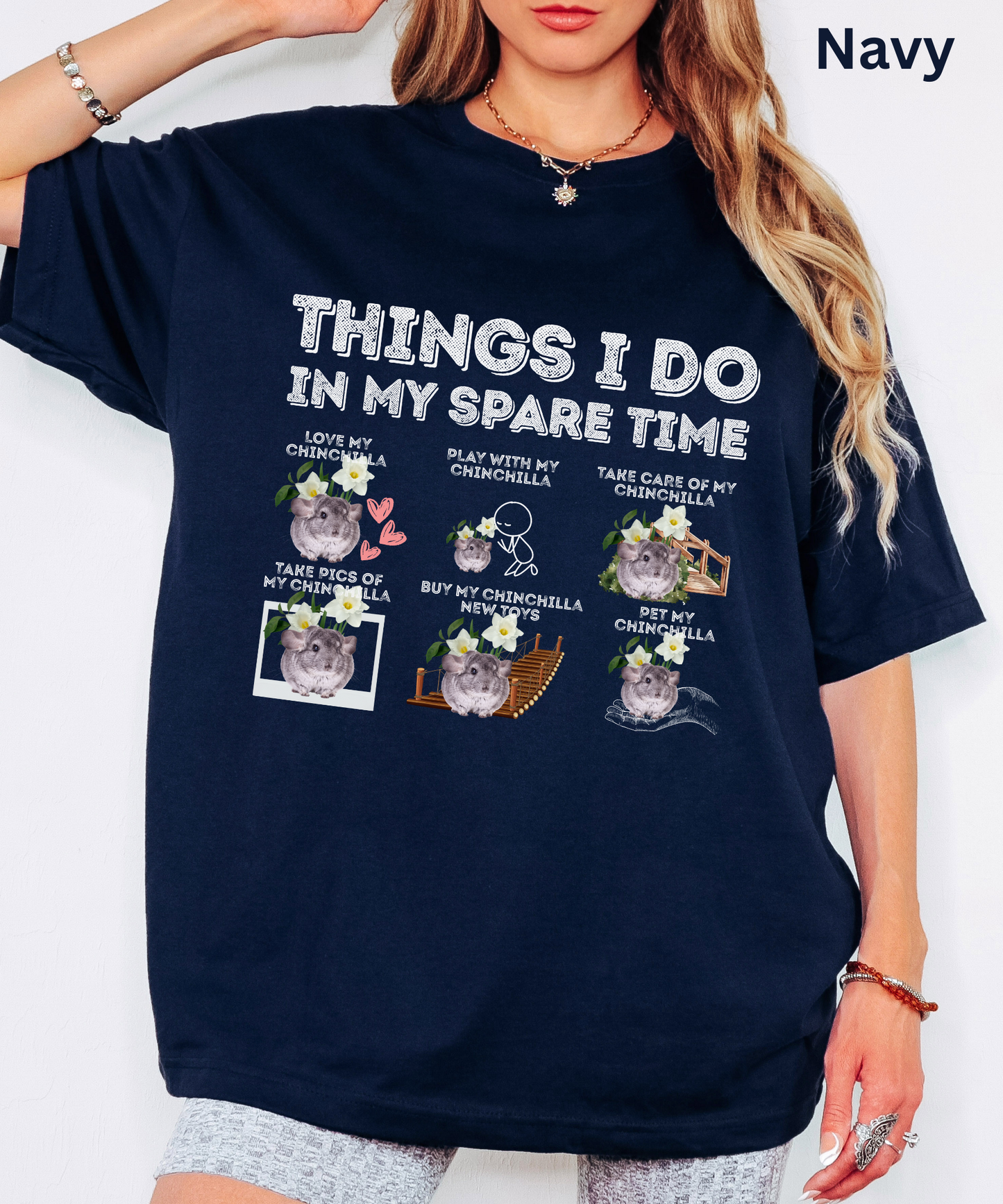 Chinchilla Lover T-Shirt - Spare Time Pet Owner Graphic Tee ,Cute Small Animal Shirt, for Exotic Pet Owners, Gift for Chinchilla Mom