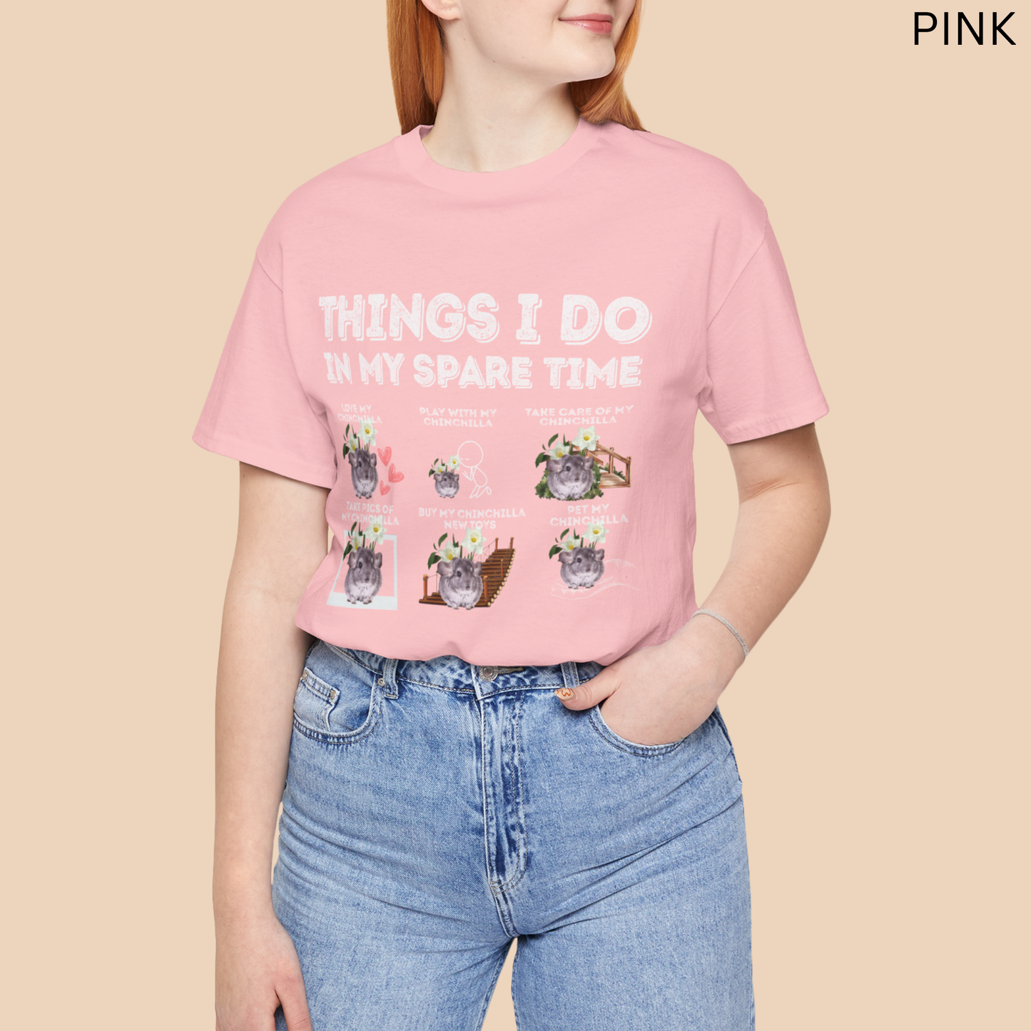Chinchilla Lover T-Shirt - Spare Time Pet Owner Graphic Tee ,Cute Small Animal Shirt, for Exotic Pet Owners, Gift for Chinchilla Mom