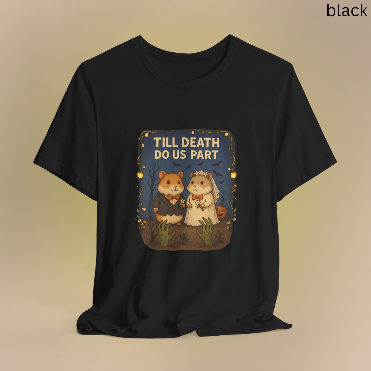 Halloween Hamster Couple T-Shirt - Till Death Do Us Part, Rodent Wedding Shirt, Gothic Anniversary, Spooky Cute Gift Tee