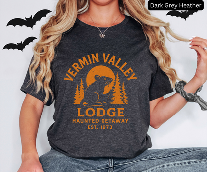 Haunted Vermin Valley Unisex Tee - October Ghost Graphic, Eerie camping