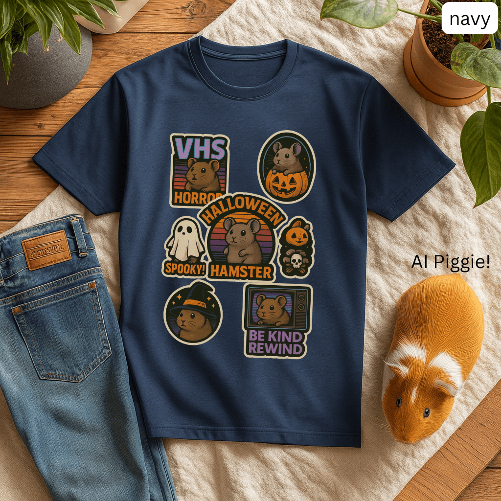 Vintage 80s Halloween Hamster Shirt - Retro Spooky, Creepy Cute Graphic Tee, Funny Animal Lovers Top, Horror Fall Gift, Retro Nostalgia